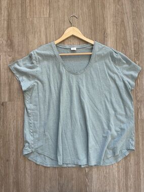 Poetry Sage Green Hemp Cotton Tee XL Relaxed Fit Minimalist Boxy Top